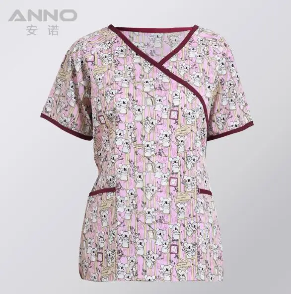 16SS050BeiBeiXio-Top ANNO медицинская Униформа Регулируемая Талия клиника Клиническая форма скрабы для медсестры униформа хирургический Костюм Медсестры скраб Топы Брюки - Цвет: 16SS050BeiBeiXio-Top