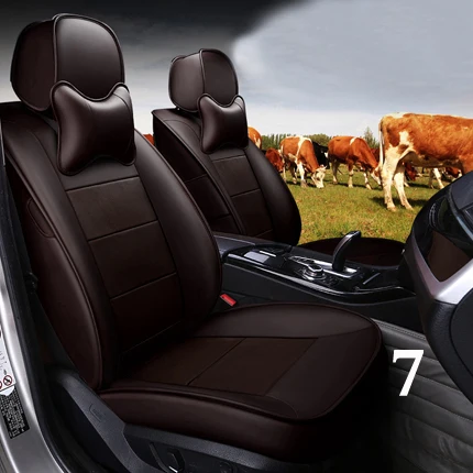 coffee for 7 seat Чехлы для сидений автомобиля из воловьей кожи, комплекты для Toyota Land Cruiser Prado, чехлы для сидений, Аксессуары для автомобилей, полный комплект, черный цвет - Название цвета: coffee for 7 seat