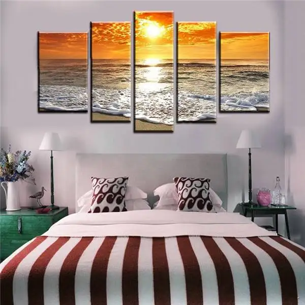 5 шт. Wall Art абстрактный морской пляж волны Группа картина маслом на холсте для