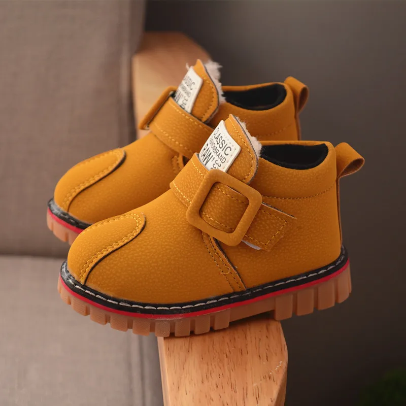 ULKNN Winter for child/kid/girl boots waterproof leather motorcycle boots fashion flats shoe fringe zip martin boots