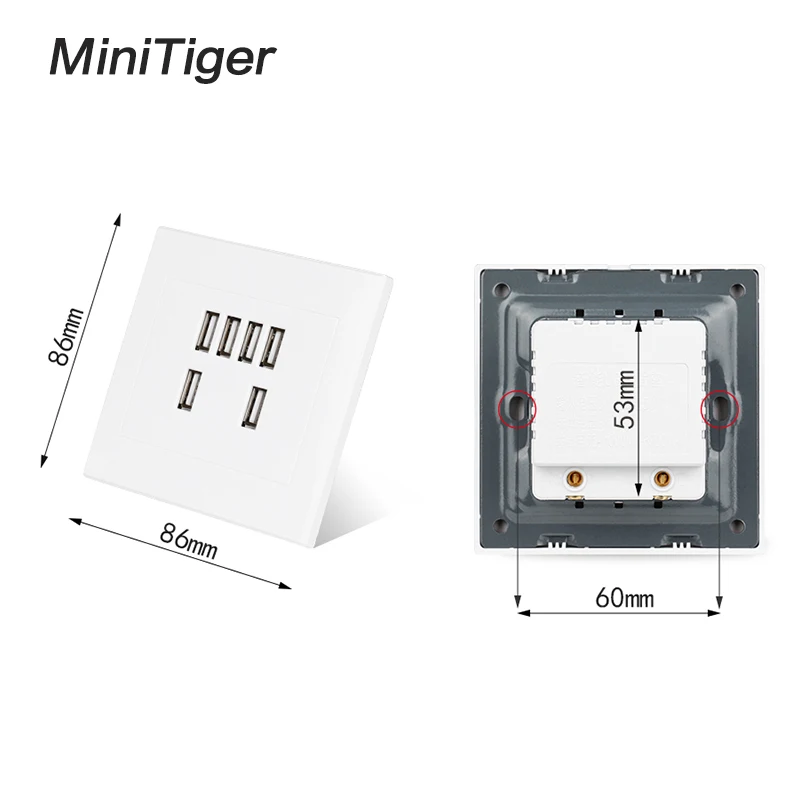 Настенная розетка Minitiger 110-250 В 2/3/4/6 USB-порта умный индукционный зарядный порт для