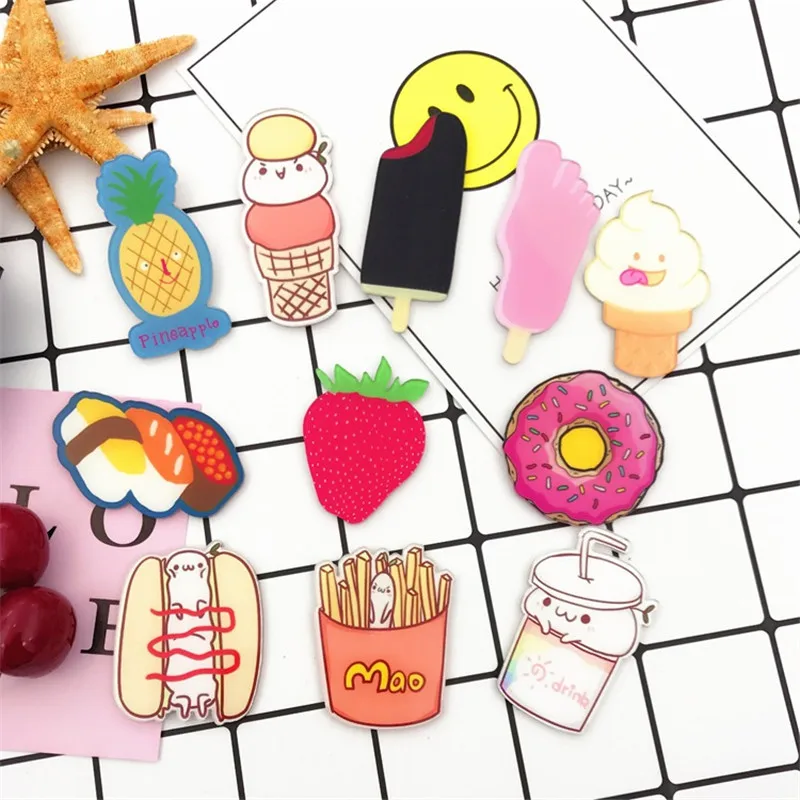 

1PCS Acrylic anime badge Pin Collection Food Drink Badge Brooches and Pins for clothes plastic brooch accessories decoration