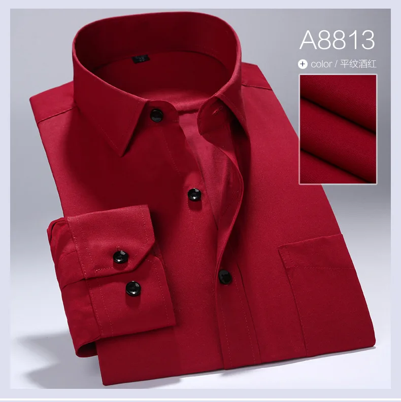 Мужские деловые однобортные хлопковые рубашки с воротником-стойкой Camisa мягкие