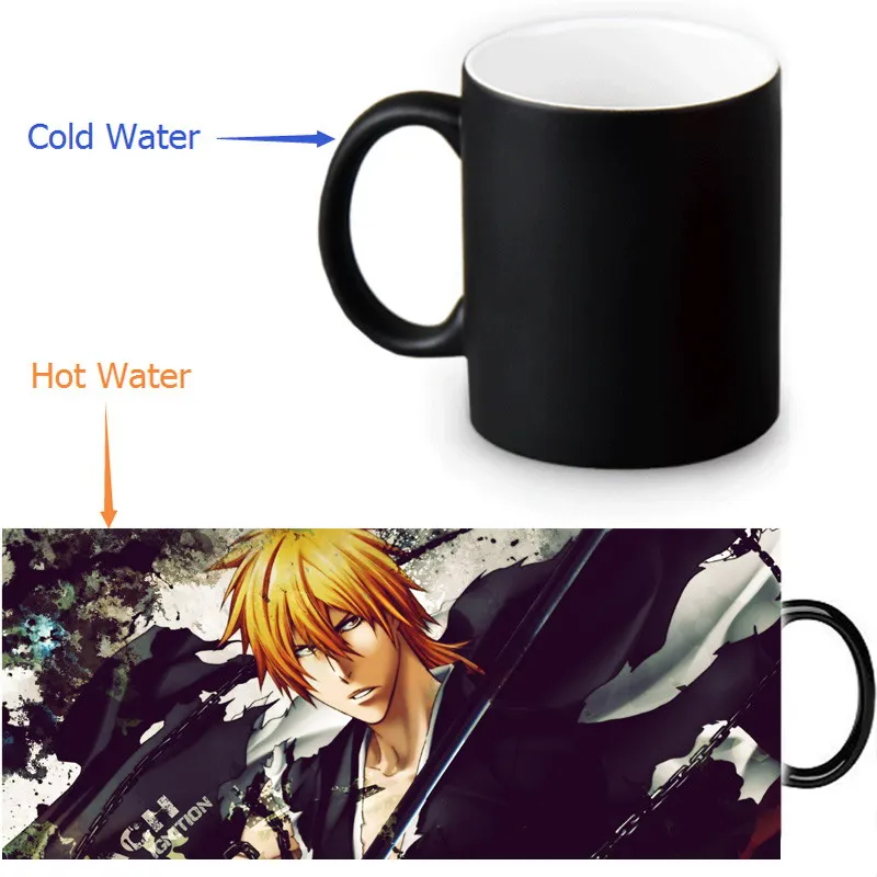 2017 Custom 12oz Mugs Bleach Coffee Tea Milk Mug Hot Cold Heat Sensitive Color Changing Black Ceramic Cup | Дом и сад