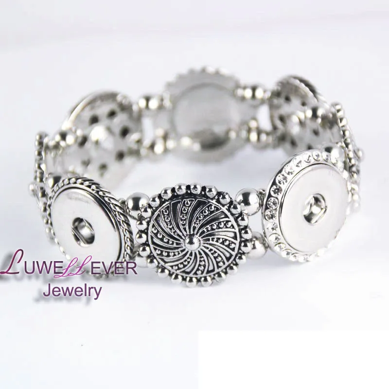 Elasticity 4 snaps Vintage 236 Paddy Engraving fit 18mm Snap Button Bracelet Bangle Interchangeable Charm Jewelry For Women gift | Украшения