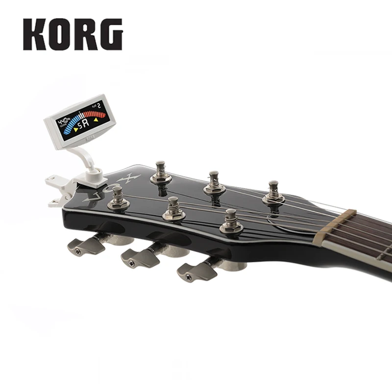 Korg pitchcrow G Клип-тюнер для гитары или бас-гитара с первая строка по сравнению с направленной против ветра, предупреждение, 24-часовое испытание работа от батареи