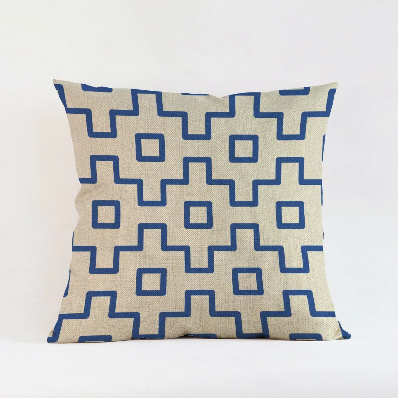 Синий серый белый картина геометрической формы высокое Наволочка Чехол для