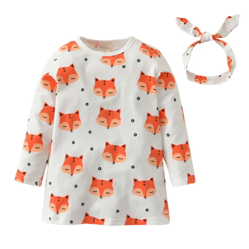 New 2018 fashion newborn baby girl clothes long sleeve fox printed 2pcs/suit infant clothing set Outfits |