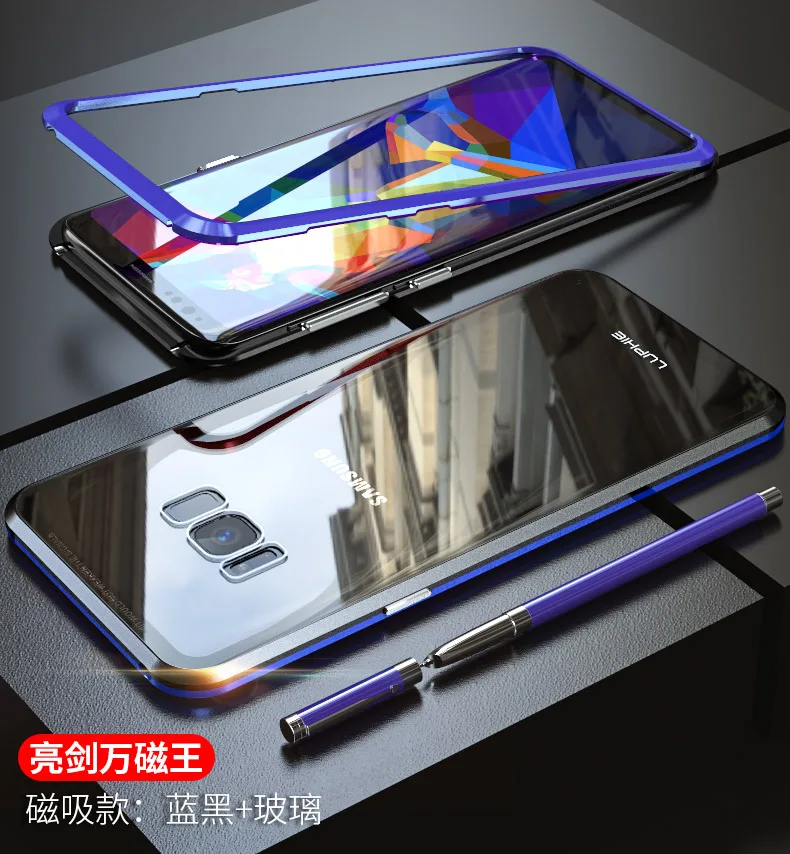 Магнитный металлический чехол LUPHIE для samsung Galaxy S9 S8 Plus Note 9, Магнитный чехол-бампер, прозрачная стеклянная крышка для samsung Note 9, чехол