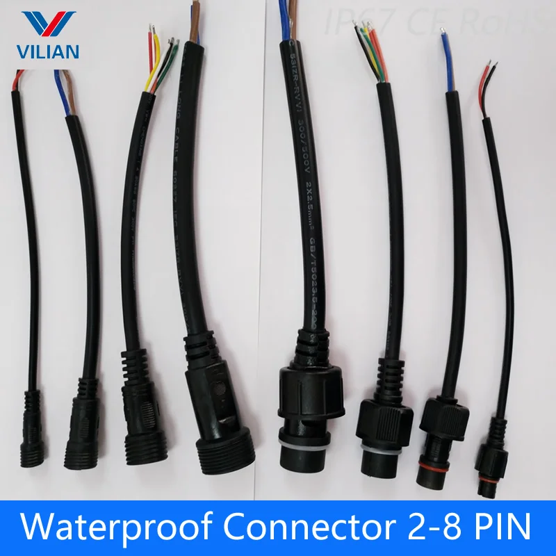 1 пара водонепроницаемый разъем тока 12A 4 pin с проводным кабелем IP67 Женский штекер 5