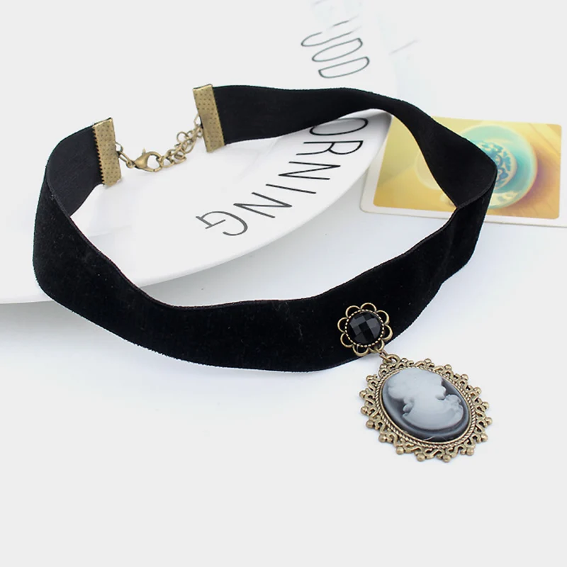 HOUDA новинка модное черное кружевное ожерелье с фигурной цепочкой и кулоном чокер