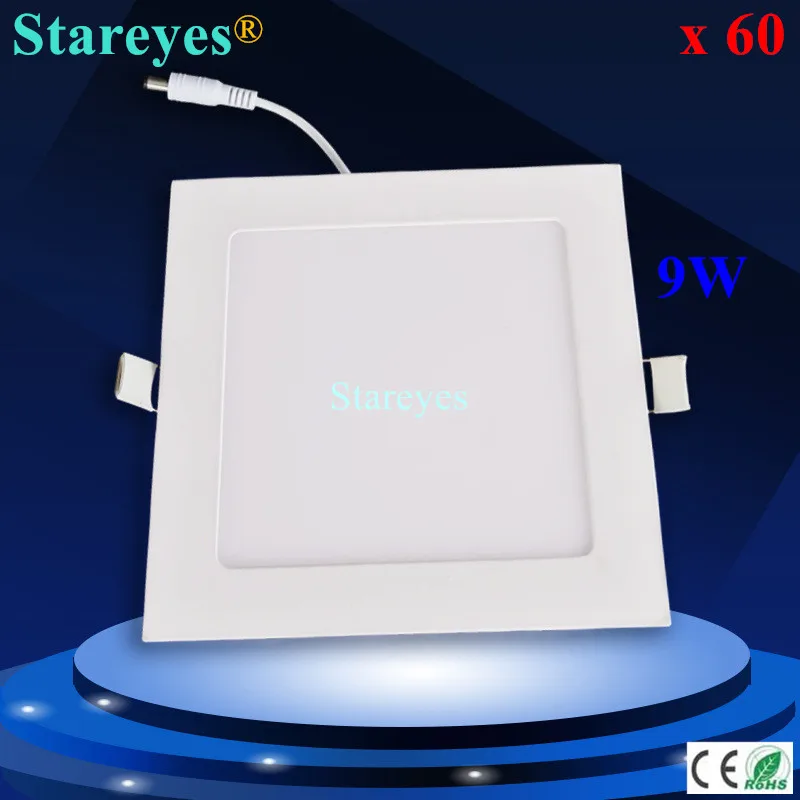 

Free shipping 60 pcs Square LED panel light 9W 810LM AC85-265V 2835 SMD led ceiling light downlight bulb spotlight lamp lighting