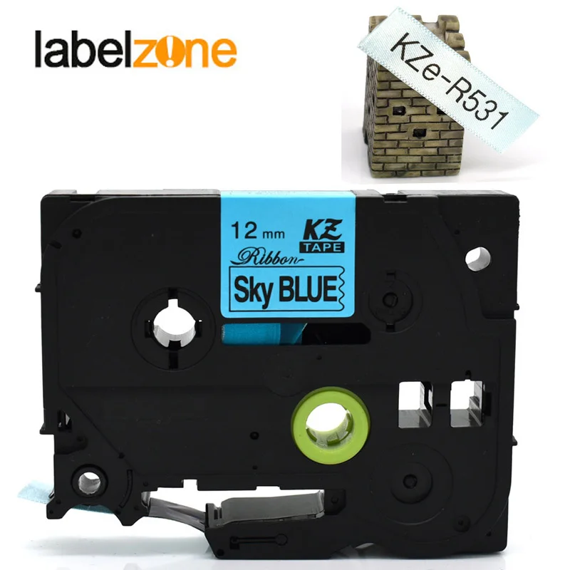 Tze-R531 атласная лента черного цвета на небесно-голубых лентах 12 мм * 4 м совместимый