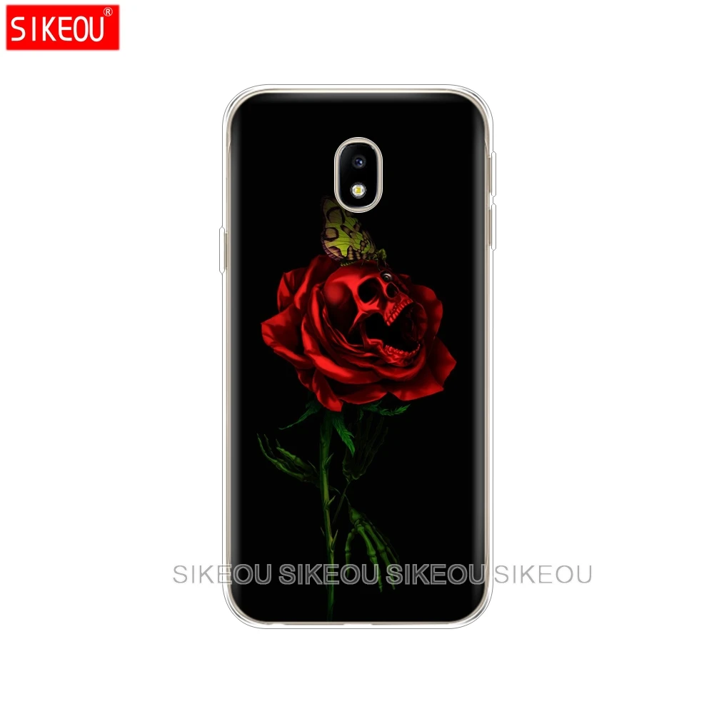 silicone cover phone case for Samsung Galaxy J3 J5 J7 2017 J330 J530 J730 PRO j2 2018 soft tpu Cute Flower Skull printing bag |