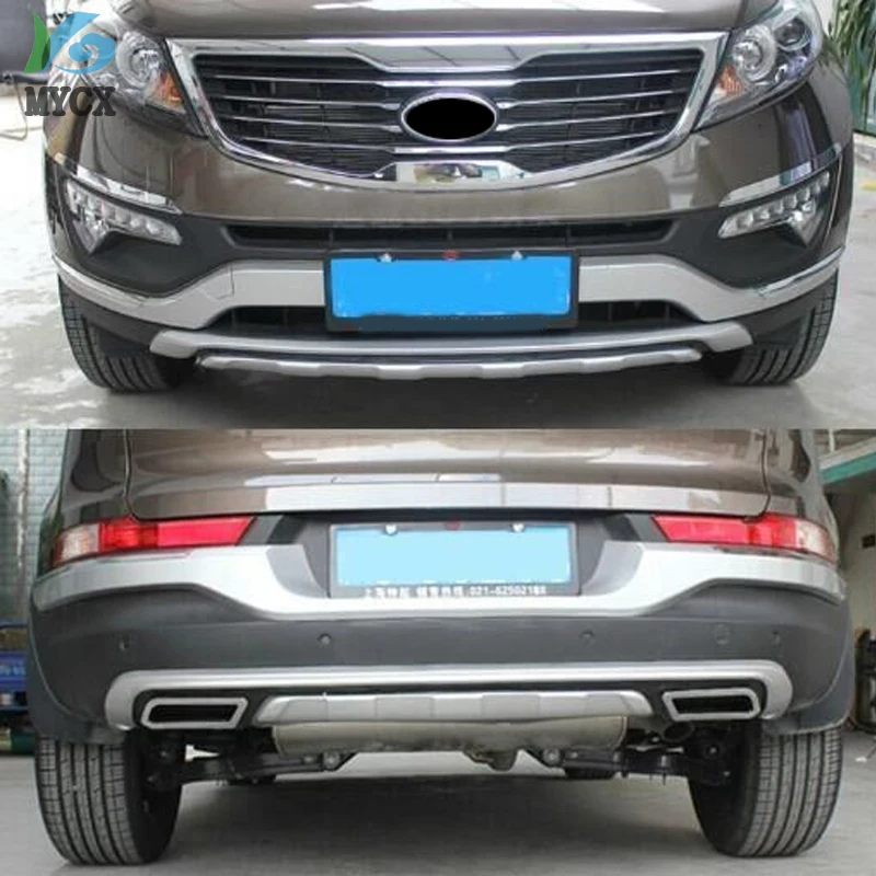 2011-2012 для kia Sportager Высокое качество пластик ABS Хром Передний+ задний бампер накладка