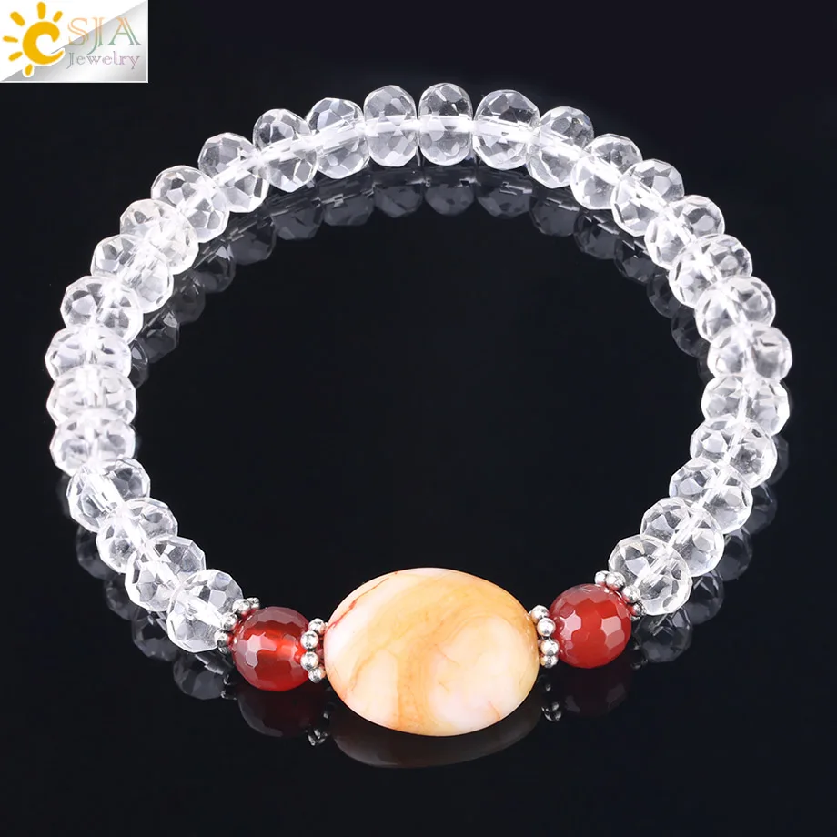 Женский браслет из натурального камня CSJA многогранный режущий красного оникса