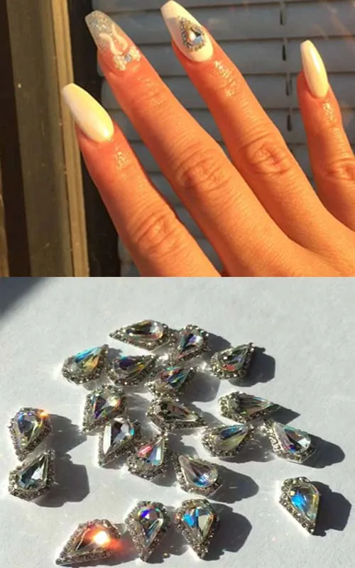 

10Pcs/Lot 3D Nail Art Raindrop Rhinestone 8*12mm Alloy Colorful Raindrop Rhinestones Nail Art Supply Nail Art Decoration Studs