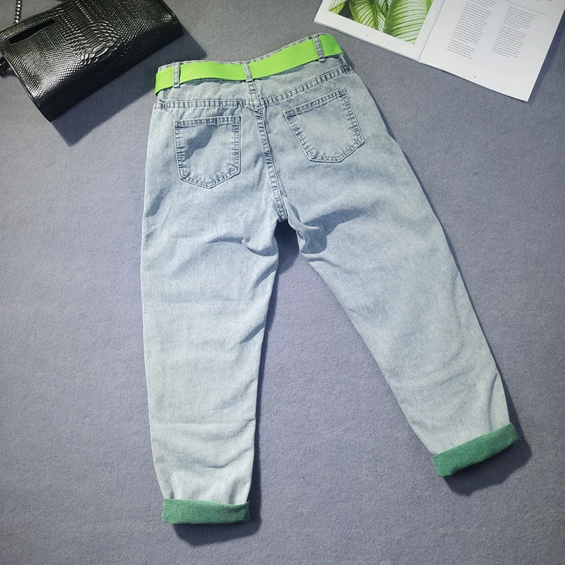 Новые хлопковые женские джинсы 2019 винтажные с вышивкой свободные штаны дырками