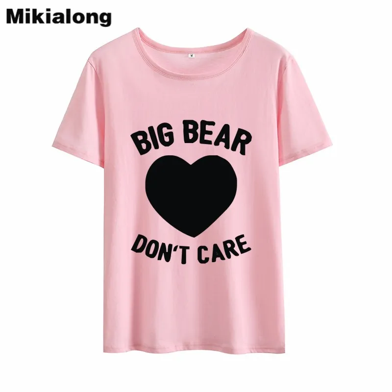 OLN BIG BEAR Don CARE 2018 летние футболки женские хлопковые винтажные Женские топы с