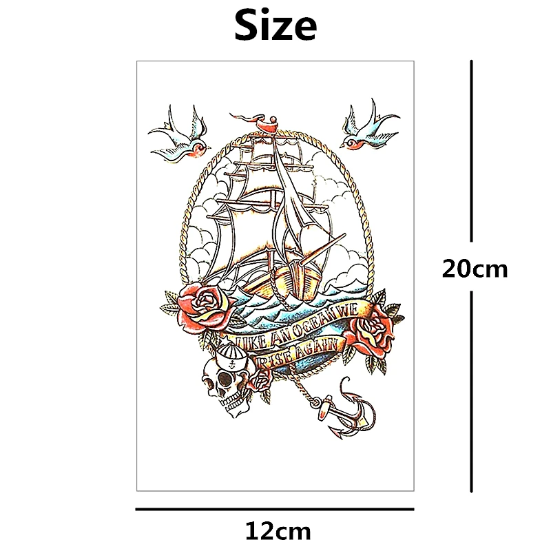 SHNAPIGN Phantom пиратский корабль временная татуировка боди арт флэш тату стикер 12*20 см