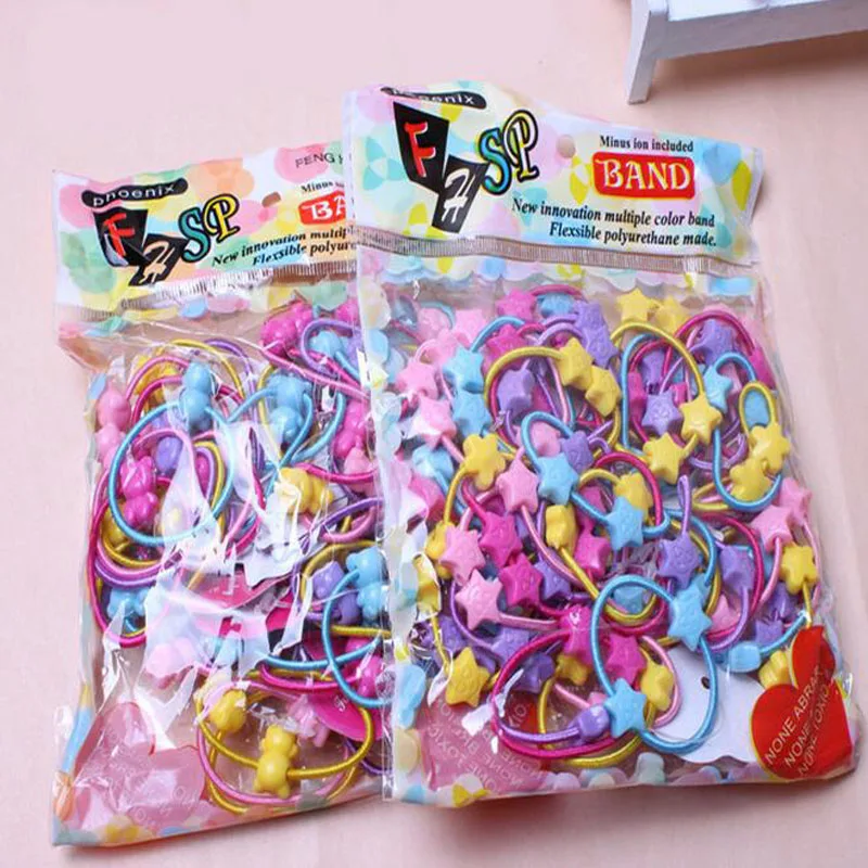 

50Pcs Lovely Kids Headbands Cute Children Baby Round Ball Star Elastic Hair Bands Hair Ties Ropes Girls Accessories Headwear