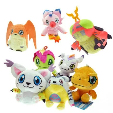 12 см 8 стилей Digimon плюшевые игрушки Gabumon Agumon Gomamon Piyomon Palmon Patamon кулон Мягкие куклы