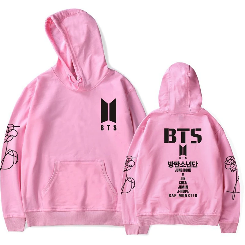 Women Oversized Harajuku Hooded Black Pink Kpop BTS Bangtan Boys Girl Pullovers Hoodies Sweatshirts Plus Size Long Sleeve Loose | Женская