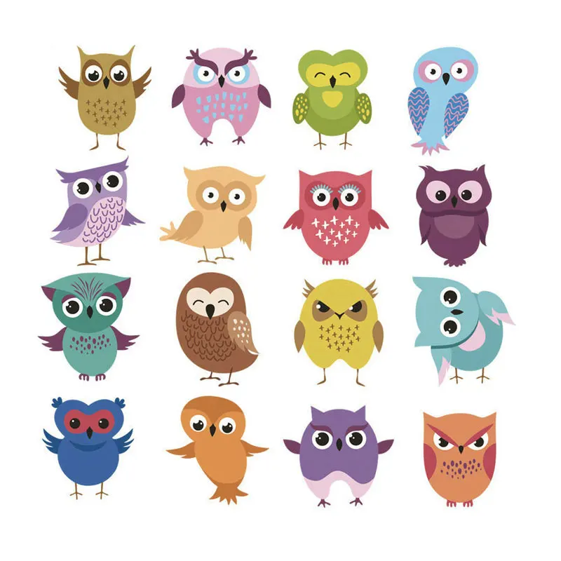 

set cartoon kids iron on transfer for clothing cute funny small owls stickers on clothes funny children heat transfer diy patch