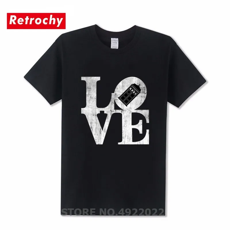 Ретро Доктор Кто телефон коробка Футболка Веселая странные вещи любовь