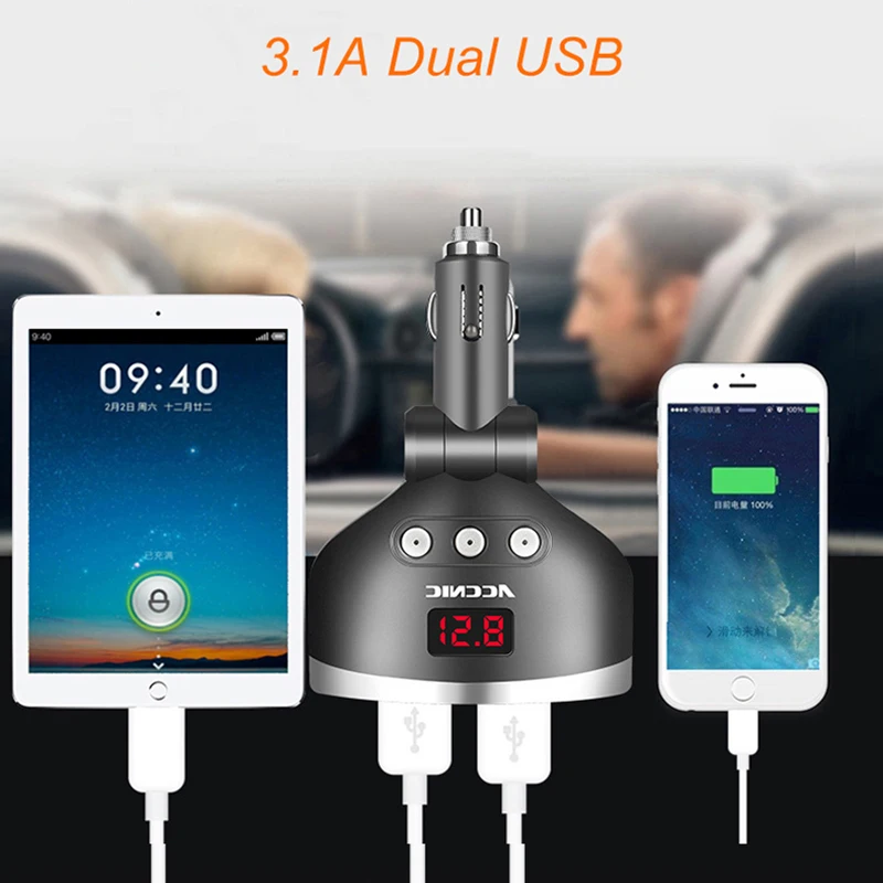 3 в 1 Автомобильное зарядное устройство двойная USB розетка для автомобильного