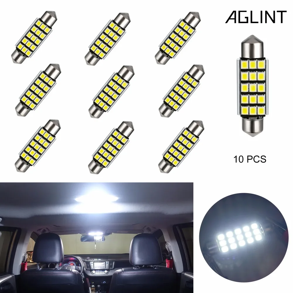 AGLINT 10 шт. C5W C10W 6451 4110 подключению CAN шины светодиодный лампы 15 Светодиодный фестон
