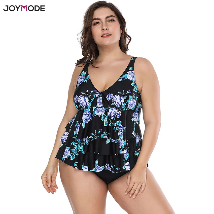 JOYMODE бикини из двух частей, одежда для плавания большого размера плюс 4XL, женский толстый купальник, танкини, купальный костюм, купальный костюм, бикини