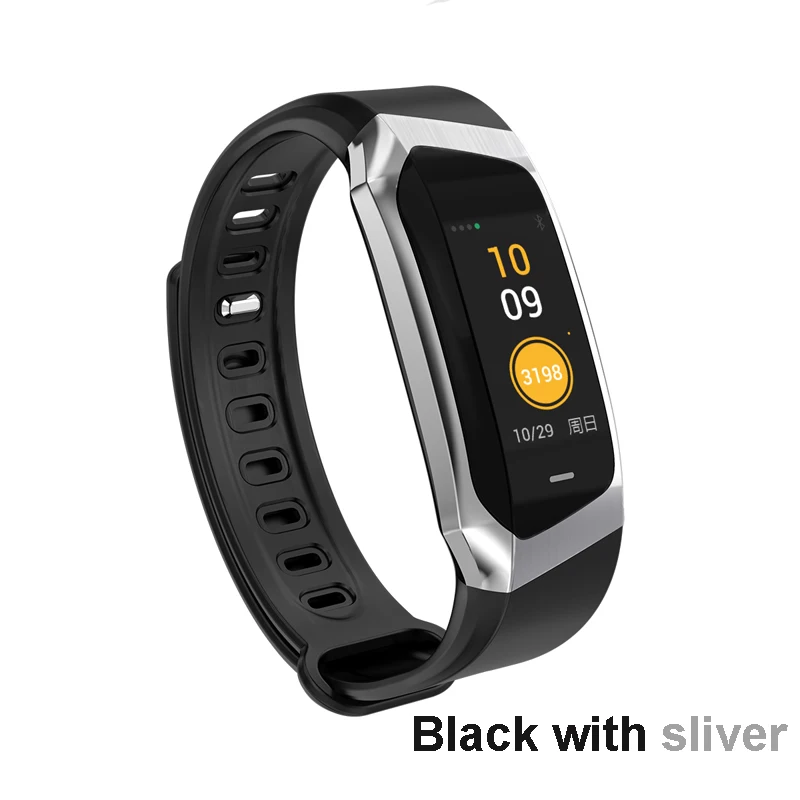 Black sliver Смарт-браслет IP67 Водонепроницаемый измеритель артериального давления кислородный пульсометр спортивный фитнес-браслет трекер Смарт-часы E18 умные часы - Цвет: Black sliver