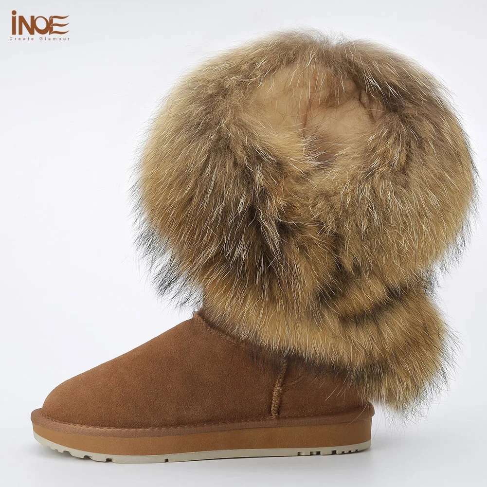 Ботинки женские зимние из натуральной коровьей замши и лисьего меха|fur winter boots|snow