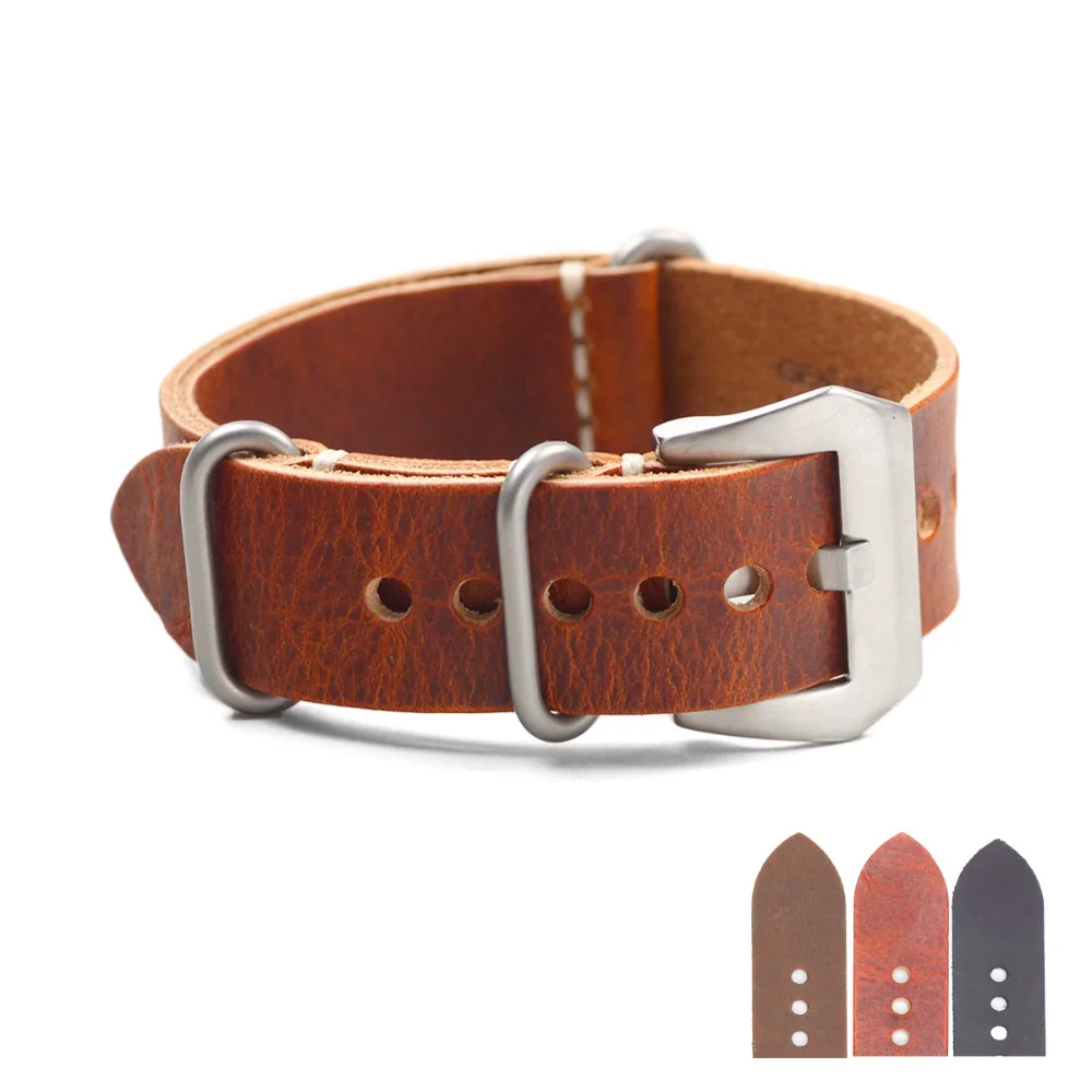 Ремешок для часов EACHE из натуральной кожи ручной работы с прострочкой 20 мм 22 24