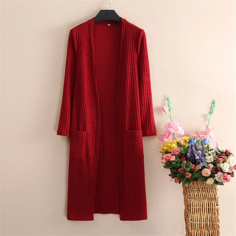 Autumn Long Knitted Sweater Women Cardigan Oversized Knitwear Coat Black Knit Sweaters Elegant sleeve Ladies 5XL |