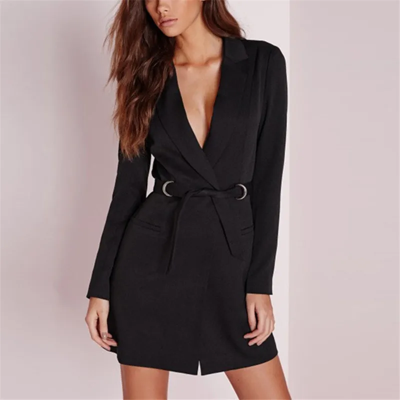 68461 black blazer Neploe, модные куртки с длинным рукавом, Новинка осени, женские, с поясом, на шнуровке, для офиса, для девушек, Блейзер, элегантные, для работы, Feminino, блейзеры 68461 - Цвет: 68461 black blazer