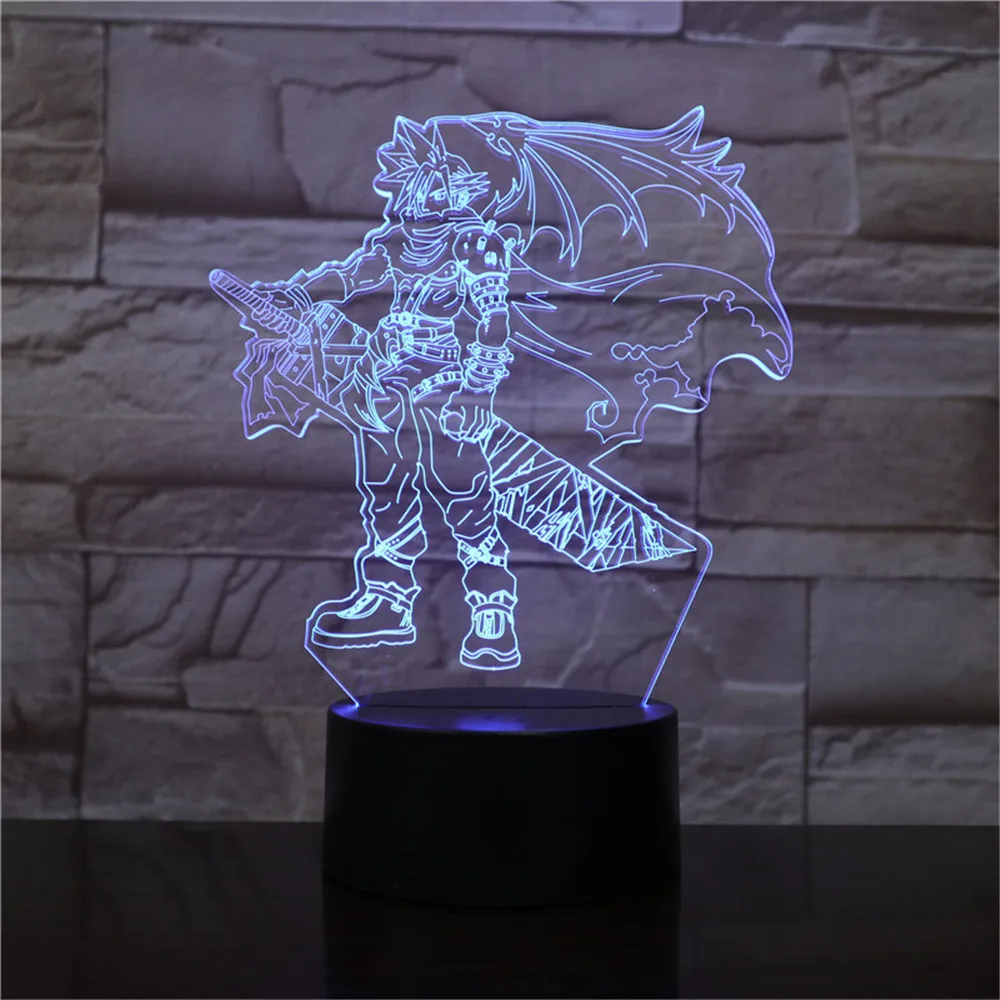 Final Fantasy Lamparas Cloud Strife аниме лампа подарок для детей 3D ночник статуи для украшения светодиодные настольные лампы Декор