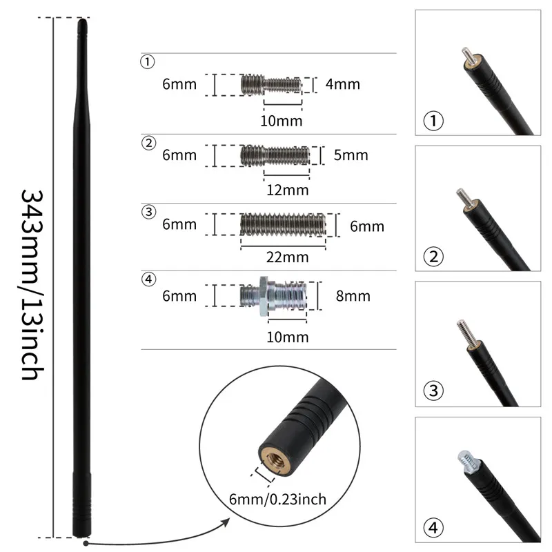 

Motorcycle 13 Inch AM FM Aerial Antenna Mast For Harley Touring Electra Street Ultra Classic 1989-2017 NEW Rubber Black Whip