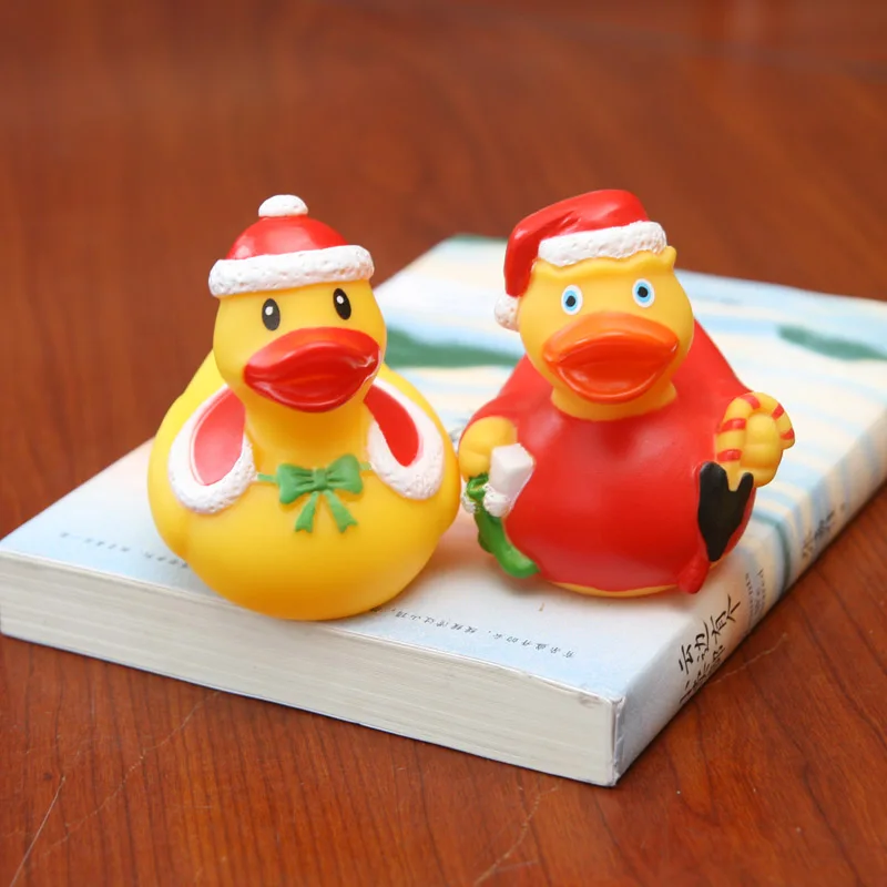 2pcs Резиновая уточка милый ребенок воды для ванной игрушка Рождество Корона резиновая утка классический подарок мальчик девочка - Цвет: 2pcs