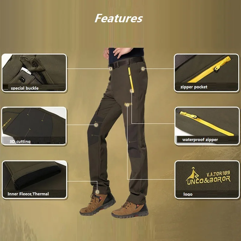 Мужские зимние водонепроницаемые походные брюки на открытом воздухе