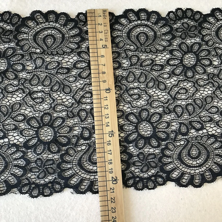 10 м/лот 21 см ширина черное эластичное кружево отделка шитье аксессуар