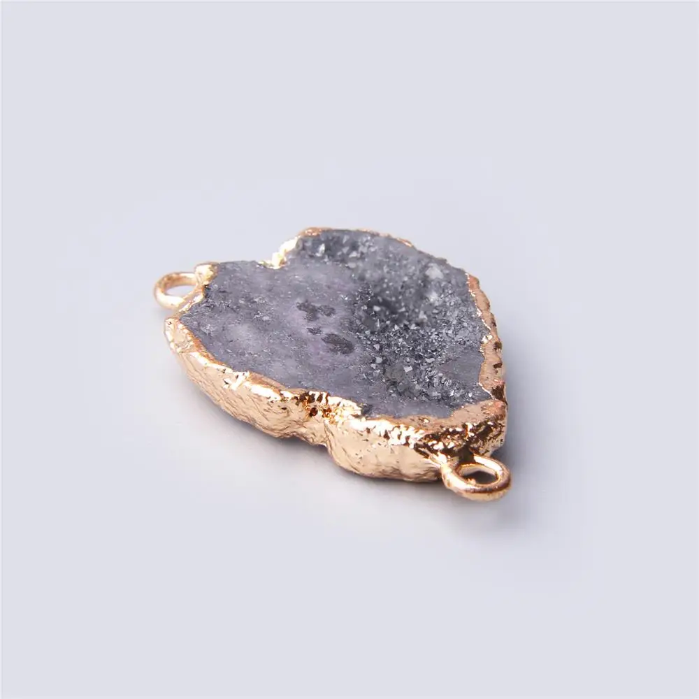 

Irregular Crystal Stone Charms Diameter Colorful Druzy Quartz Connector Pendants Charms For women Diy Jewelry Making bulk druzy