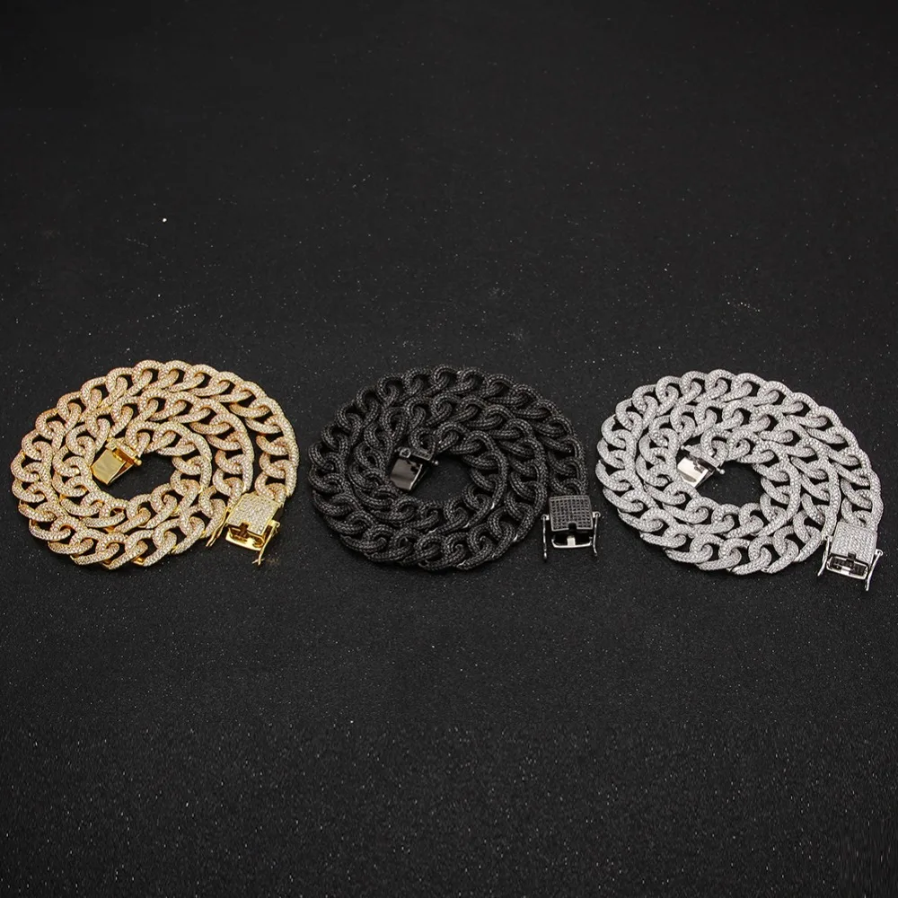 Кубинская цепь Майами BLING KING кубинская цепочка 13 мм с золотым зубцом кубинский