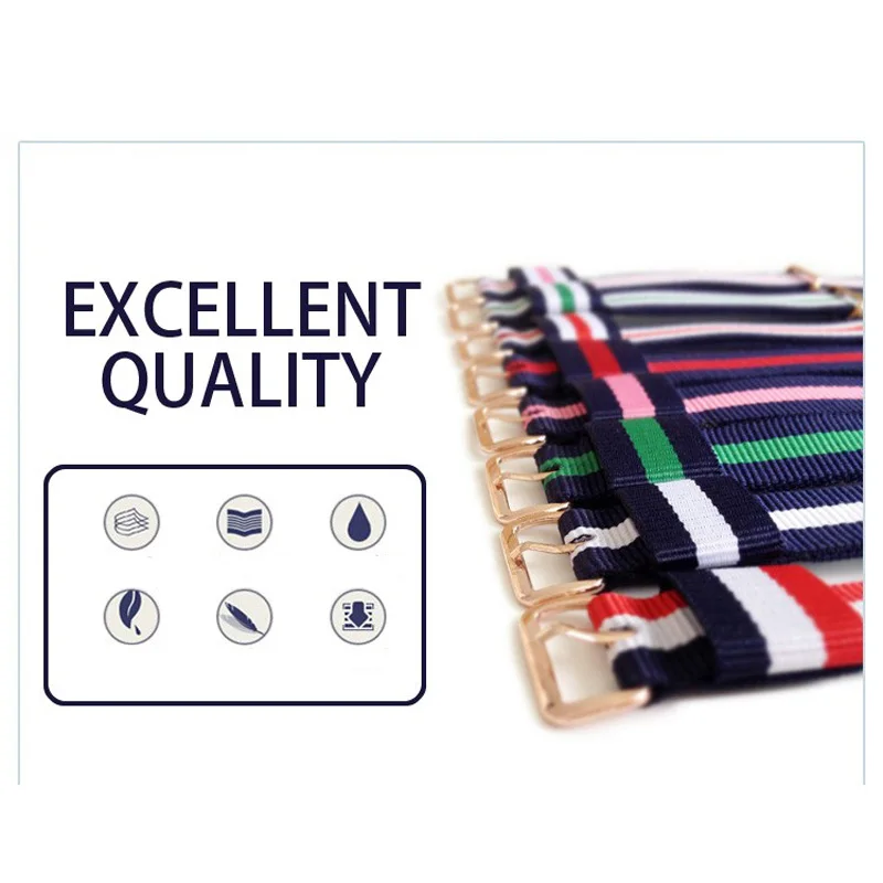 Высокое качество НАТО ремешок нейлоновый для часов daniel wellington 18 мм 20 полосатый