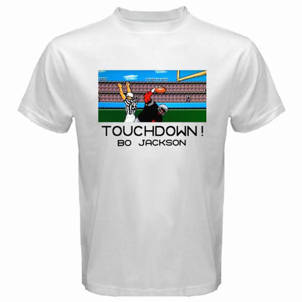 TECMO BOWL bo Jackson Ретро Классическая видеоигра мужская белая футболка Размер S 3XL