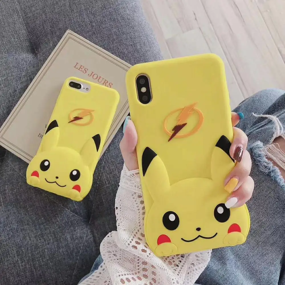 Мягкий силиконовый чехол с 3D рисунком Пикачу для iPhone 6 6s Plus X XR Xs Max 7 8 чехлы