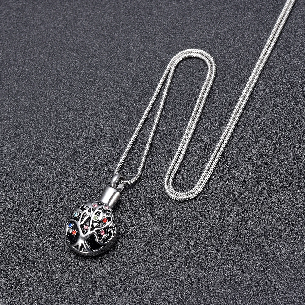 

LKJ10025 Colorful Crystals inlay round cremation pendant for women gift item memorial urn ashes lockets keepsake