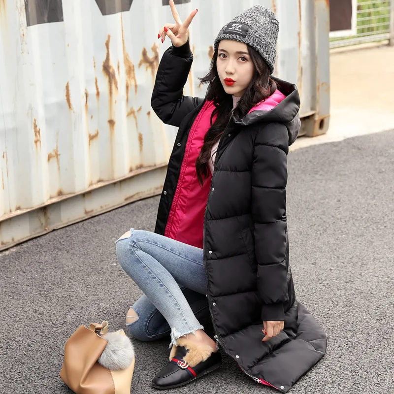 

Hooded Colorful Winter Down Coat Jacket Long Warm Women Casaco Feminino Abrigos Mujer Invierno 2018 Parkas Outwear Coats Ru50