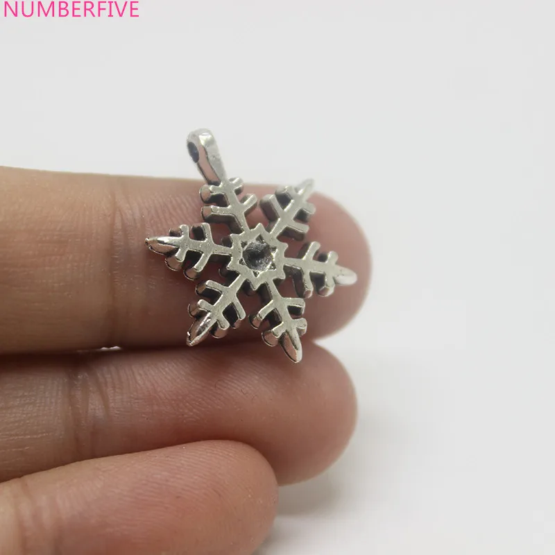 Подвеска в виде снежинки для браслетов и ожерелий 25 шт. 23x19 мм|pendants for bracelets|silver